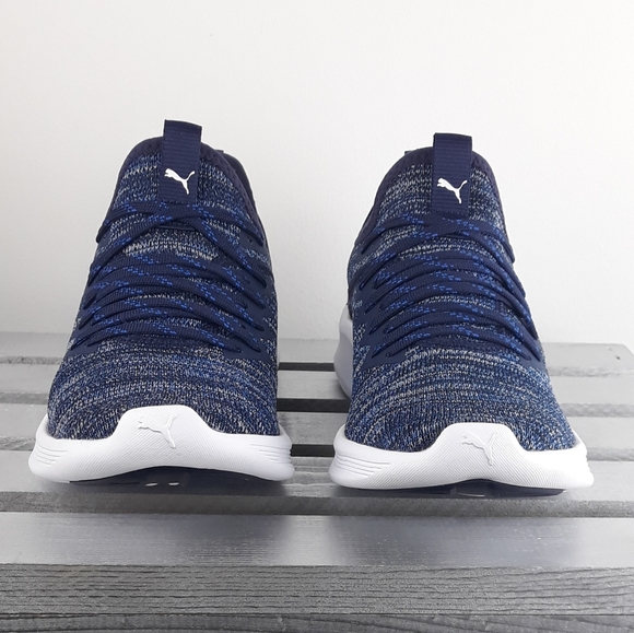 Big Kids Puma Navy Blue Ignite Flash Evoknit - Picture 3 of 7